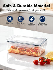 Geedel Food Storage Containers with Lids, Set of 4, Clear | Airtight Leakproof, Microwave Freezer Dishwasher Safe, Stackable Lunch Meal Prep Containers For Kitchen Organization, No BPA