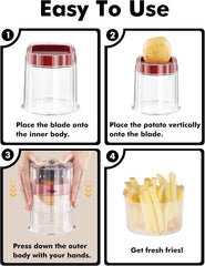 Geedel French Fry Cutter, Potato Cutter, Apple Slicer and Corer, 3 Blades | Finish in 5s, Ultra-sharp 420 Stainless Steel blade, Dishwasher Safe, No BPA, For Vegetable & Fruit, Cleaning Brush Included